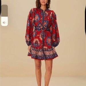FARM Rio Red and Blue Floral Mini Dress